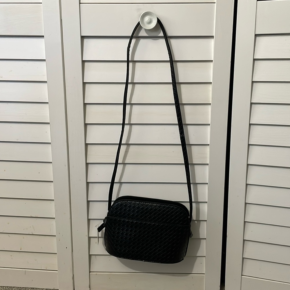 World Market Faux Leather Woven Crossbody Bag